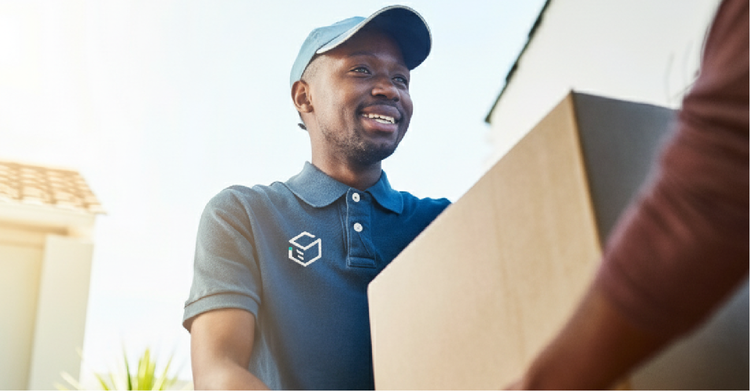 a courier with a parcel