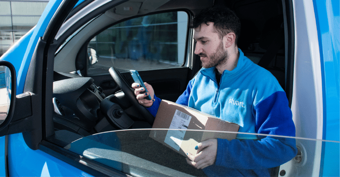 courier in car delivered package